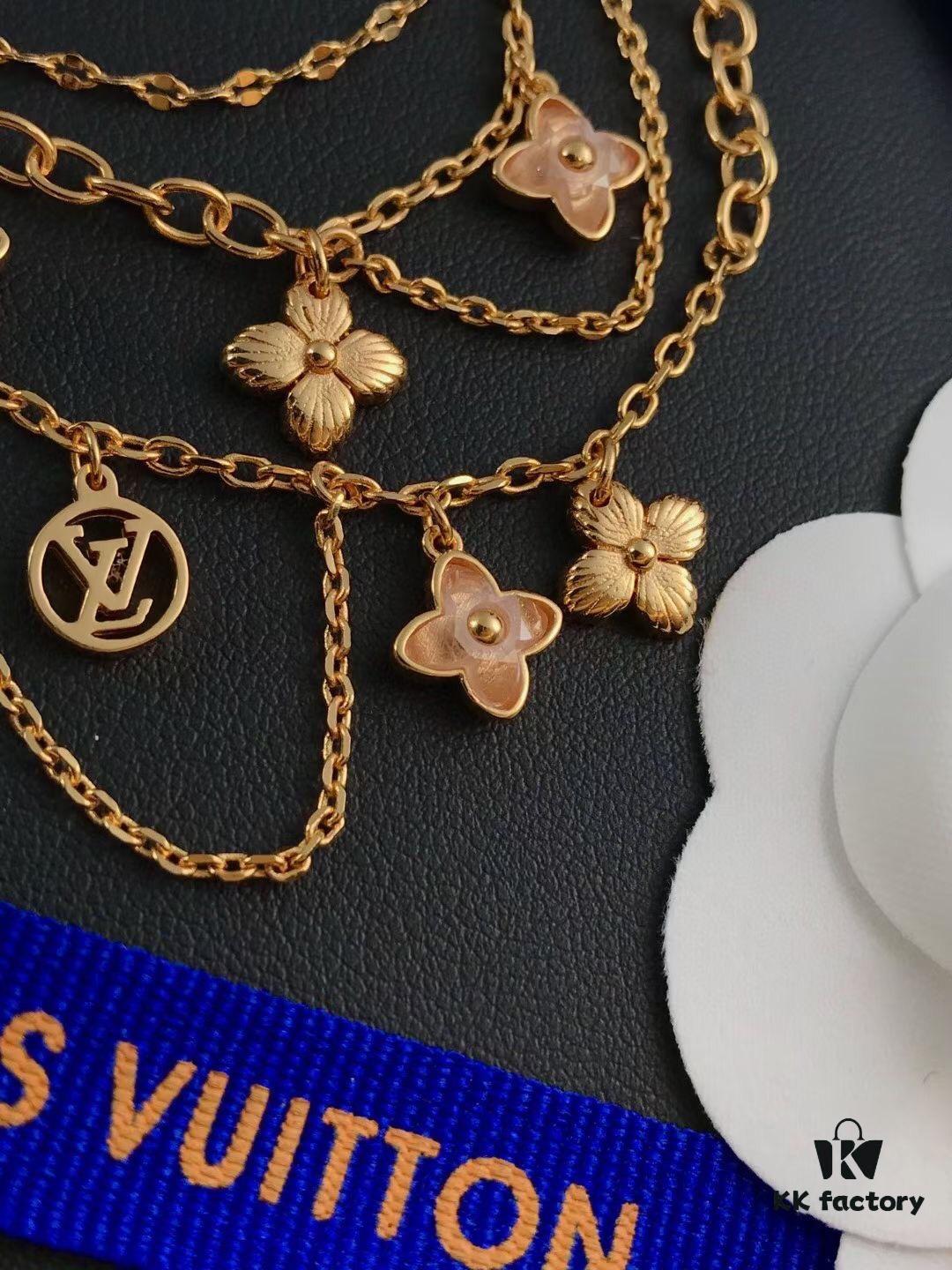 LV Elegant Three-Layer Bracelet with Charms, Influencer Favorite Style, Adjustable Length, Stunning Layered Look