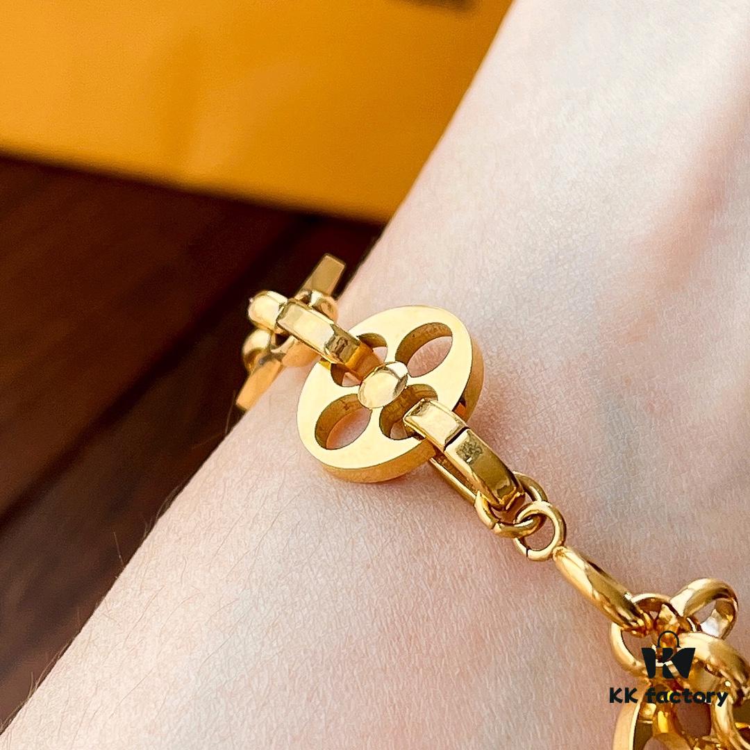Golden LV Blooming Series Bracelet with Elegant Pendants