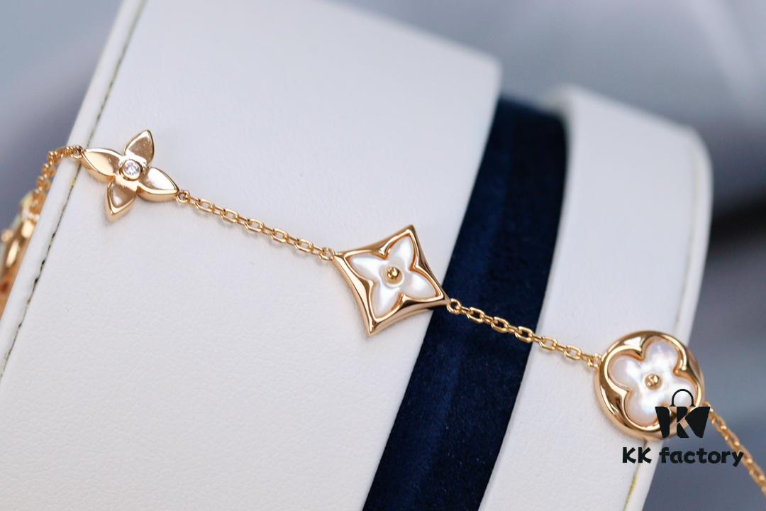 LV Louis Vuitton Five-Flower Bracelet in V Gold, Never Fades