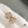 New Arrival, Classic LV Monogram AB Style Mother-of-Pearl Flower Earrings