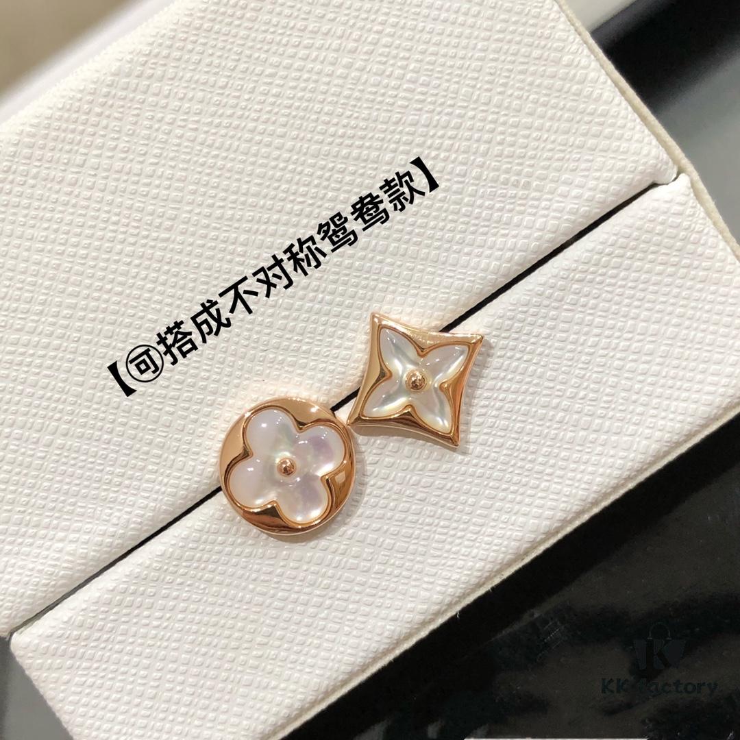 New Arrival, Classic LV Monogram AB Style Mother-of-Pearl Stud Earrings