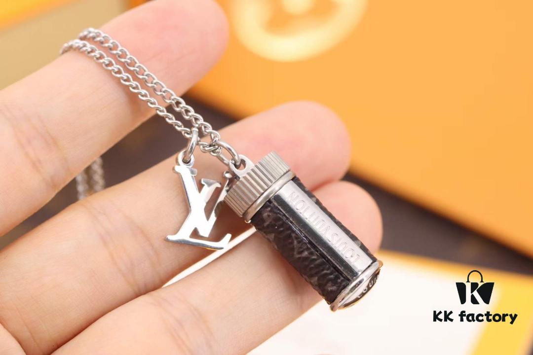 Louis Vuitton Canvas Monogram Eclipse Perfume Bottle Pendant Necklace