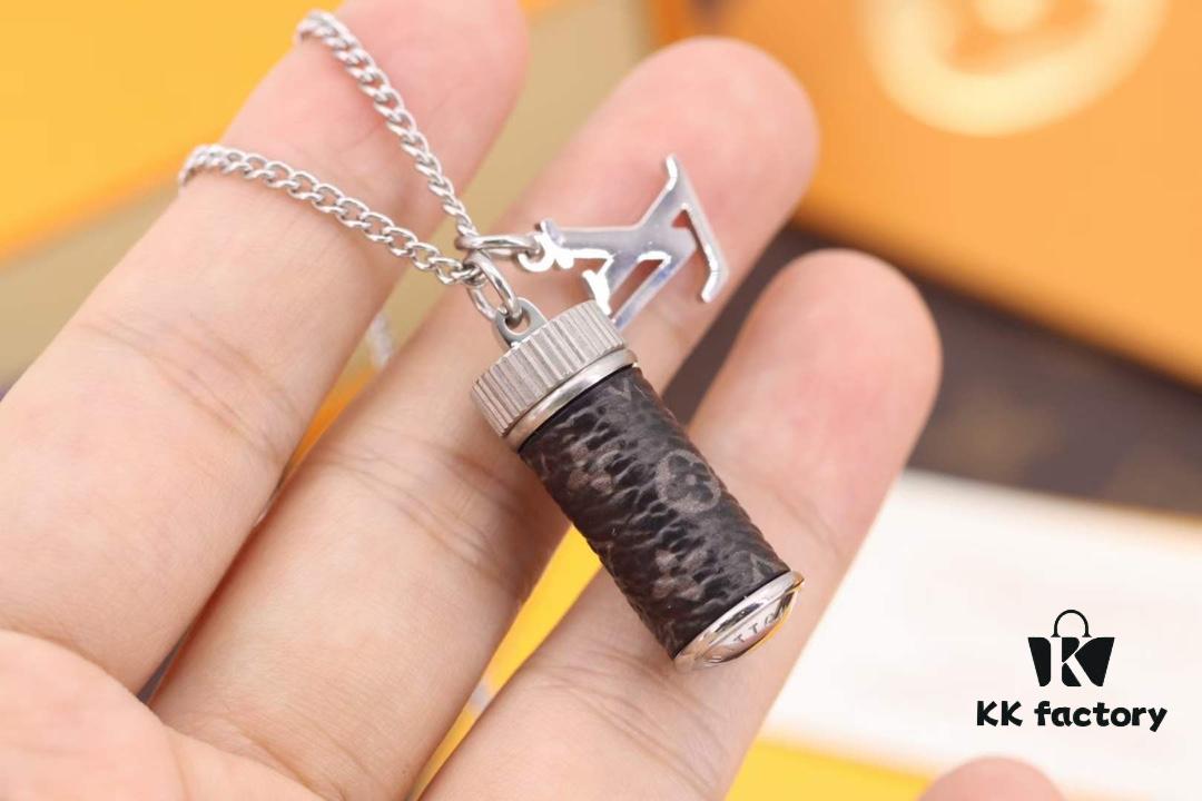 Louis Vuitton Canvas Monogram Eclipse Perfume Bottle Pendant Necklace