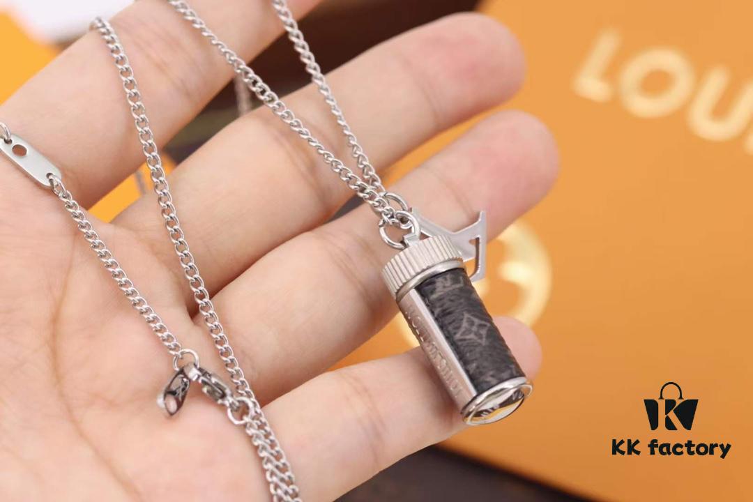 Louis Vuitton Canvas Monogram Eclipse Perfume Bottle Pendant Necklace