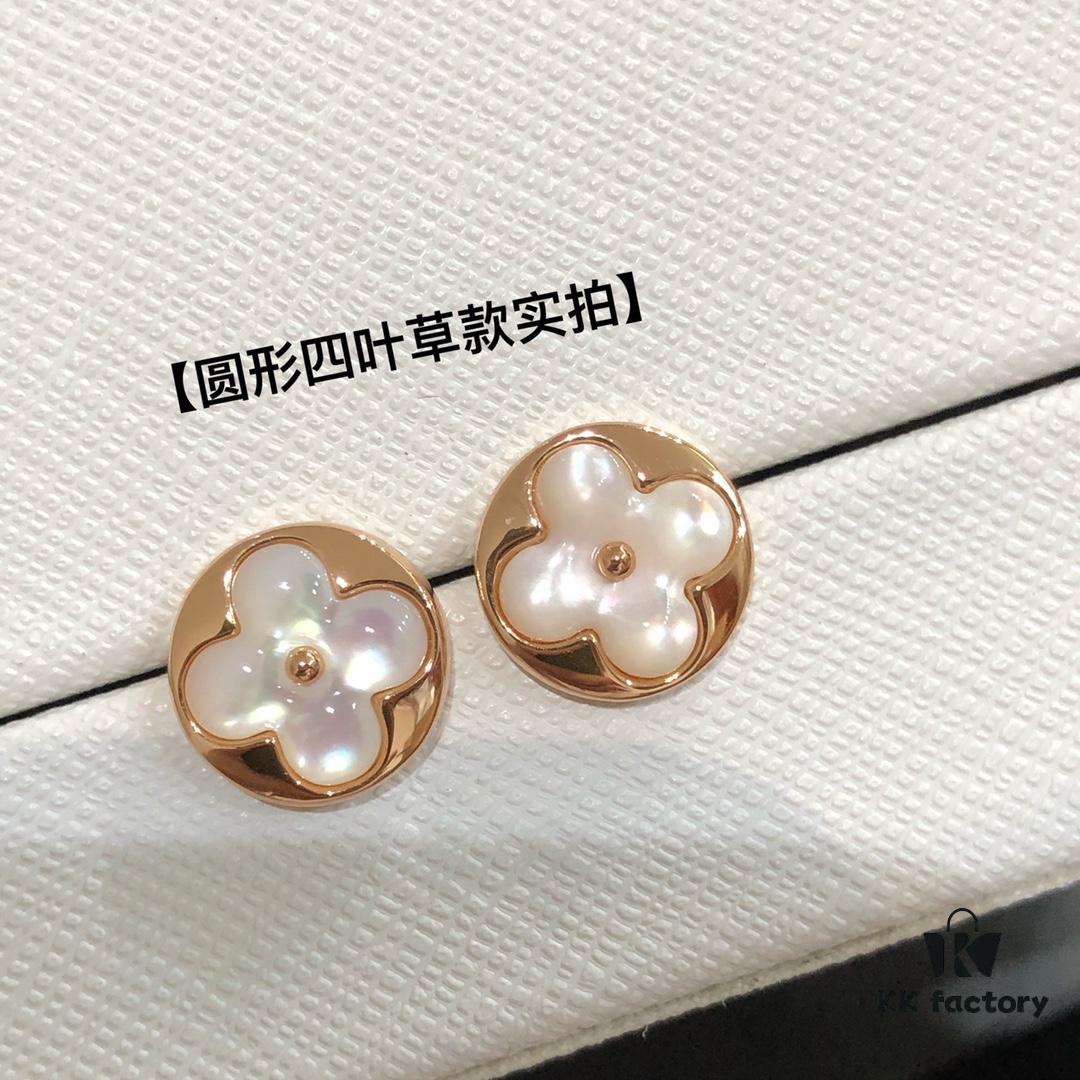 New Arrival, Classic LV Monogram AB Style Mother-of-Pearl Stud Earrings