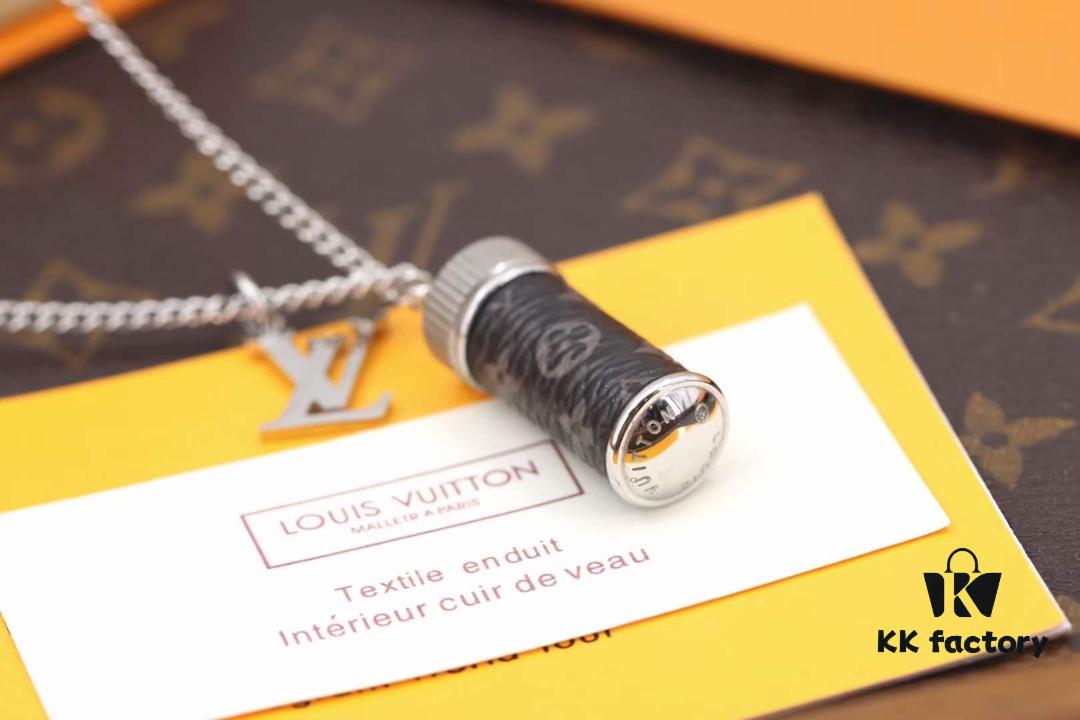 Louis Vuitton Canvas Monogram Eclipse Perfume Bottle Pendant Necklace