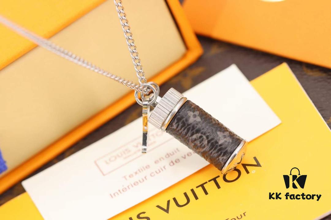 Louis Vuitton Canvas Monogram Eclipse Perfume Bottle Pendant Necklace