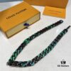 New Arrival: LV Chain Links Patches Cuban Green Colored Diamond Necklace for Men