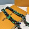 New Arrival: LV Chain Links Patches Cuban Green Colored Diamond Necklace for Men