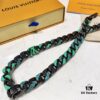 New Arrival: LV Chain Links Patches Cuban Green Colored Diamond Necklace for Men