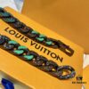 New Arrival: LV Chain Links Patches Cuban Green Colored Diamond Necklace for Men
