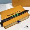 New Arrival~LV Men's Bracelet CHAIN LINKS PATCHES Cuban Green Colorful Crystal Bracelet 21cm