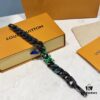 New Arrival~LV Men's Bracelet CHAIN LINKS PATCHES Cuban Green Colorful Crystal Bracelet 21cm