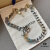 LV 20205S Enamel Necklace/Bracelet Unisex Cuban Link Chain with L and V Interlocking Design and Monogram Pattern