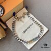 LV 20205S Enamel Necklace/Bracelet Unisex Cuban Link Chain with L and V Interlocking Design and Monogram Pattern