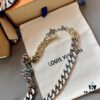 LV 20205S Enamel Necklace/Bracelet Unisex Cuban Link Chain with L and V Interlocking Design and Monogram Pattern