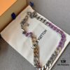LV 20205S Enamel Necklace/Bracelet Unisex Cuban Link Chain with L&V Logo and Monogram Pattern