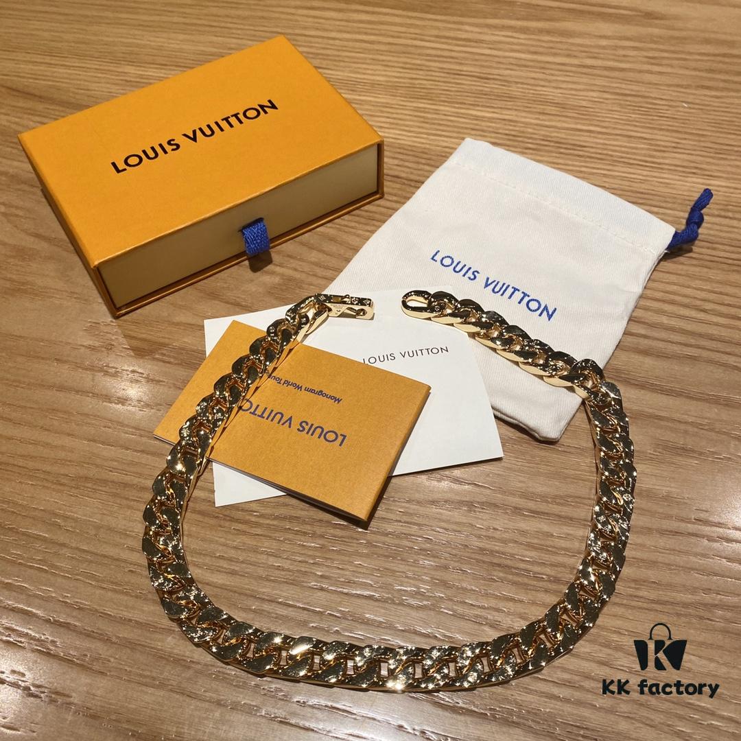 LV Gold Necklace 🔥 One Necklace with Multiple Craftsmanship, the Rarest Release, Extremely Cool to Wear ✨✨ M68259 Chain Links Patches