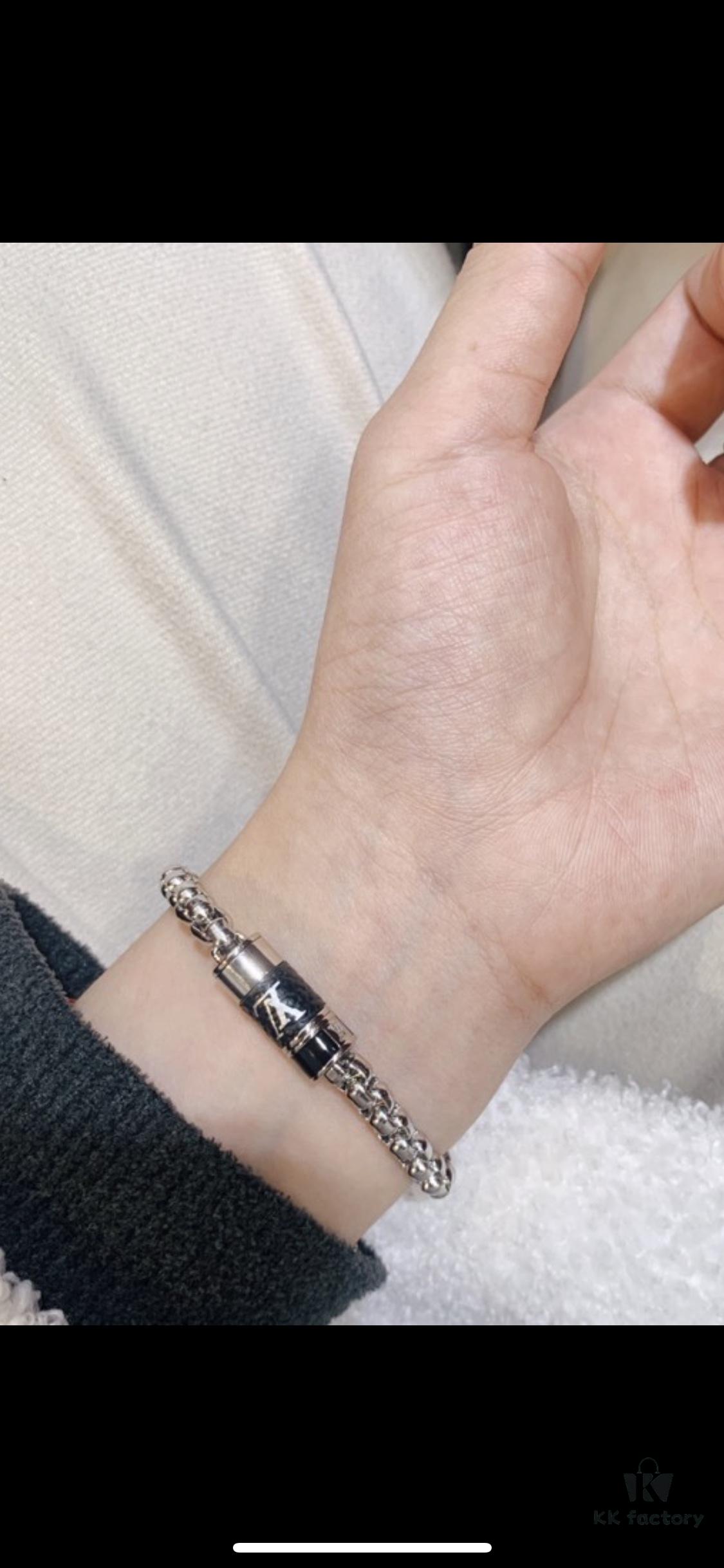 LV Necklace/Bracelet with Rotating Opening, Incorporating Monogram Leather for Personal Fragrance or Amulet