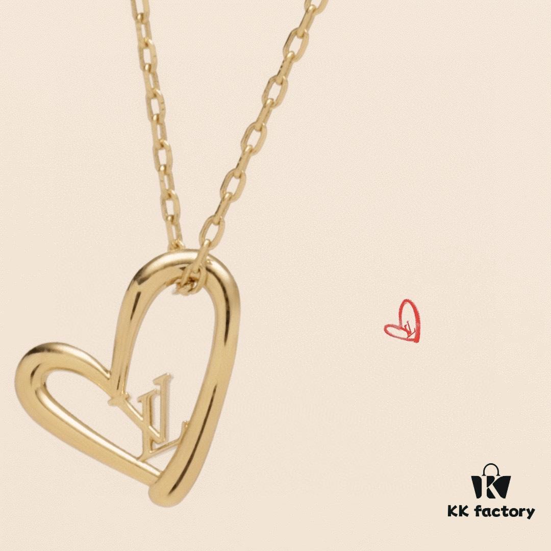 Limited Edition LV Louis Vuitton Heart Necklace for Qixi Festival, Authentic Pattern, Top Quality Replica, Unique Design, Luxury Style, Must-Have Jewelry for Women
