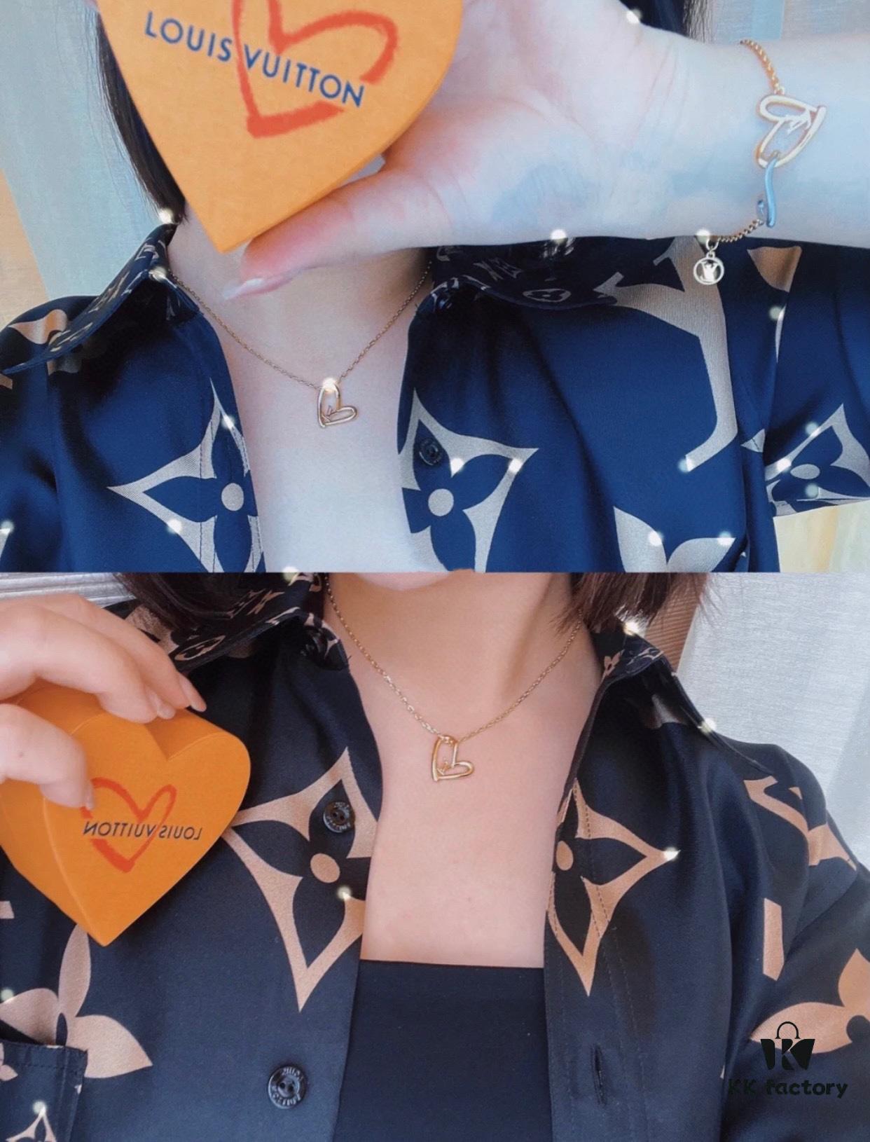 Limited Edition LV Louis Vuitton Heart Necklace for Qixi Festival, Authentic Pattern, Top Quality Replica, Unique Design, Luxury Style, Must-Have Jewelry for Women