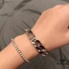 LV Men's Cuban Steel Bracelet with Metal Band
