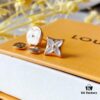 LV White Mother-of-Pearl Asymmetrical Earrings, 925 Sterling Silver with Vacuum Plated 18K Rose Gold Finish