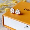 LV Round White Mother-of-Pearl Stud Earrings with 18K Rose Gold Plating