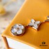 LV Round White Mother-of-Pearl Three Flower Necklace in 925 Sterling Silver with 18K Rose Gold Plating