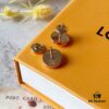 LV Round White Mother-of-Pearl Stud Earrings with 18K Rose Gold Plating