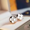 LV Classic Monogram White Mother-of-Pearl Stud Earrings