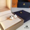 LV Classic Monogram White Mother-of-Pearl Stud Earrings