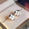 LV Classic Monogram White Mother-of-Pearl Stud Earrings