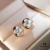 LV Classic Monogram White Mother-of-Pearl Stud Earrings