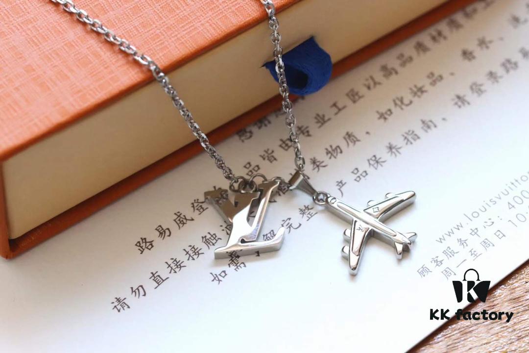 Louis Vuitton Plane Silver Aircraft Couple Necklace