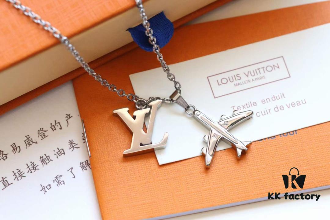 Louis Vuitton Plane Silver Aircraft Couple Necklace