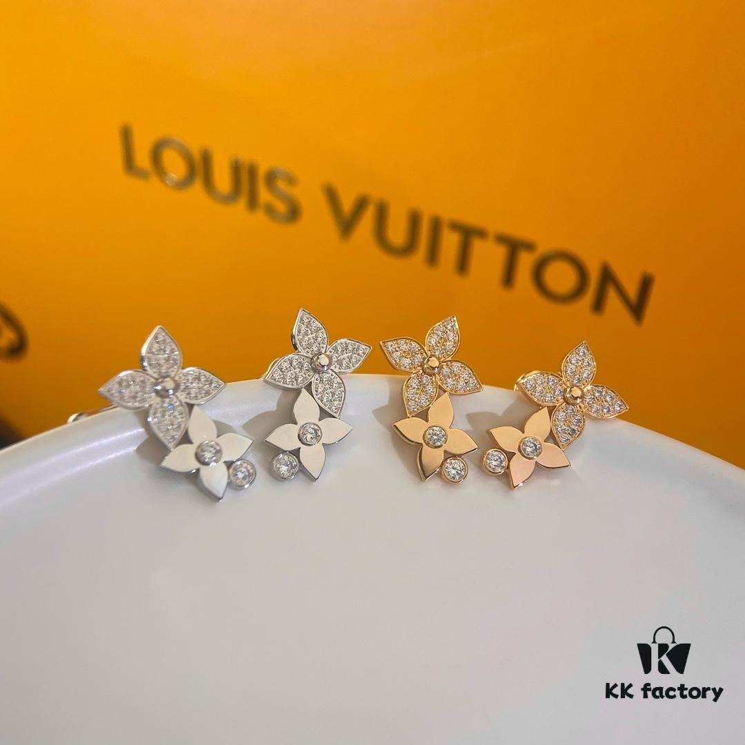 Hand-set Diamond CNC High Version Dogwood Flower Stud Earrings