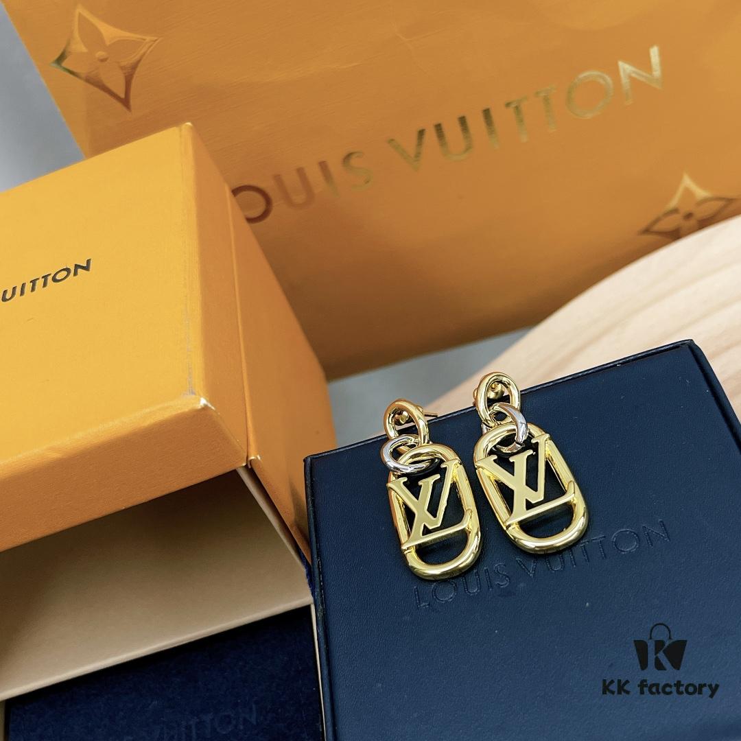 LV 2022 New Arrival Gold and Silver Dual-Tone Letter Earrings Louis Vuitton Luxury Custom Heavy Gold Plating One-to-One Craftsmanship