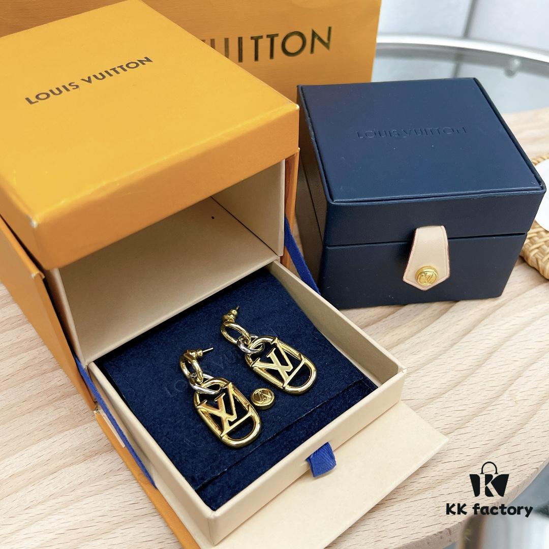 LV 2022 New Arrival Gold and Silver Dual-Tone Letter Earrings Louis Vuitton Luxury Custom Heavy Gold Plating One-to-One Craftsmanship