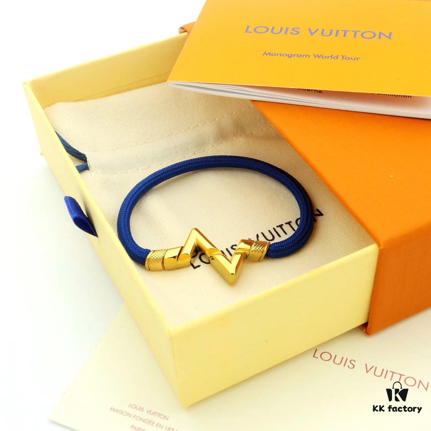 LV Braided Bracelet in Colorful Volt Play 18K Gold Bracelet with Interlocking L and V Motif