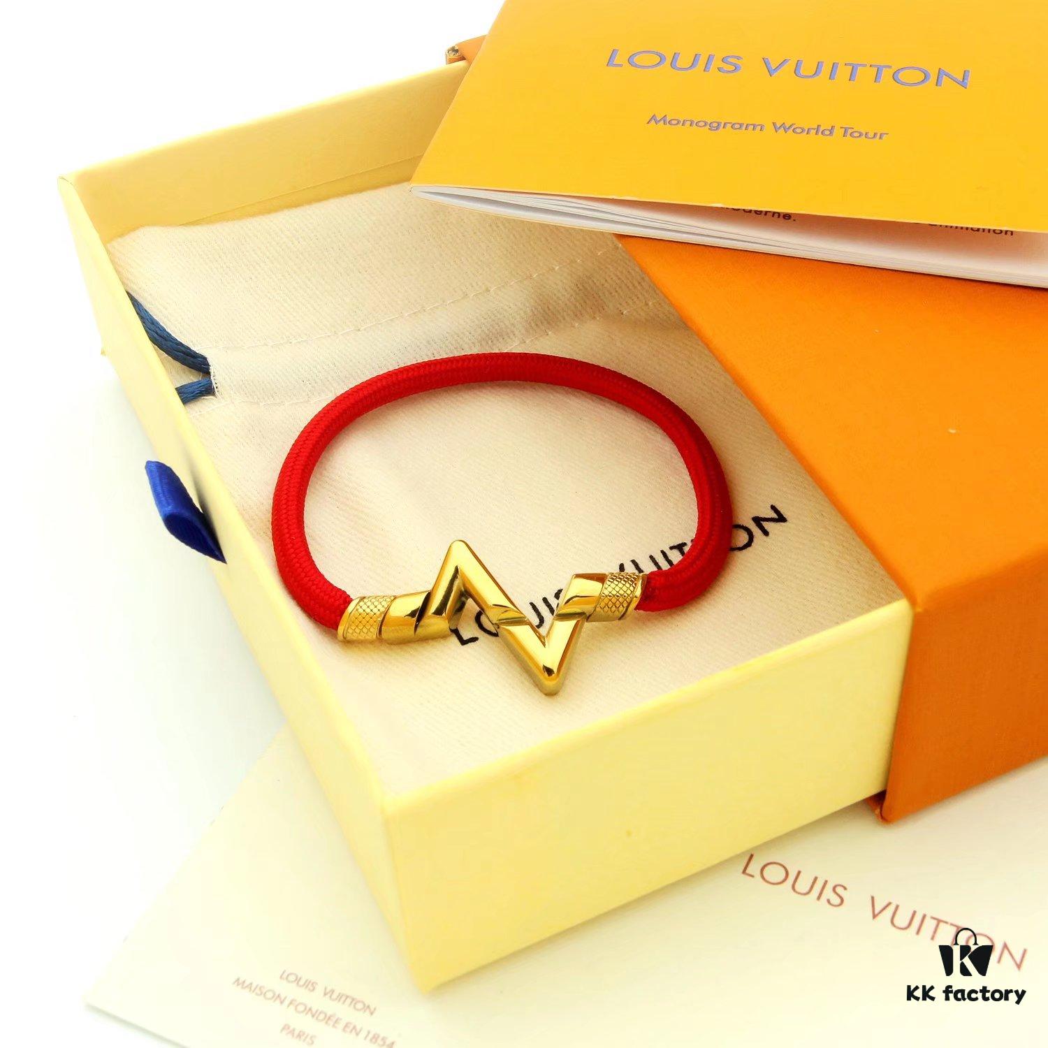 LV Braided Bracelet in Colorful Volt Play 18K Gold Bracelet with Interlocking L and V Motif