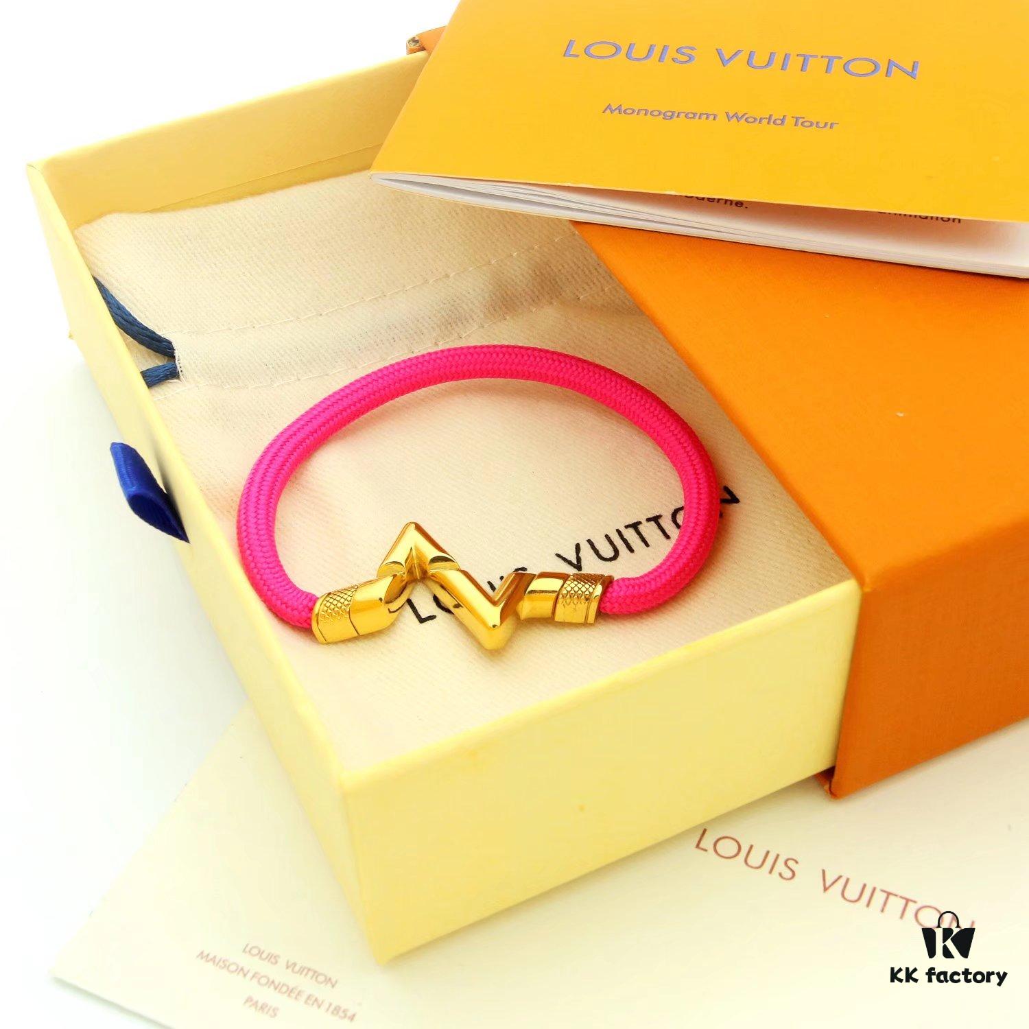 LV Braided Bracelet in Colorful Volt Play 18K Gold Bracelet with Interlocking L and V Motif