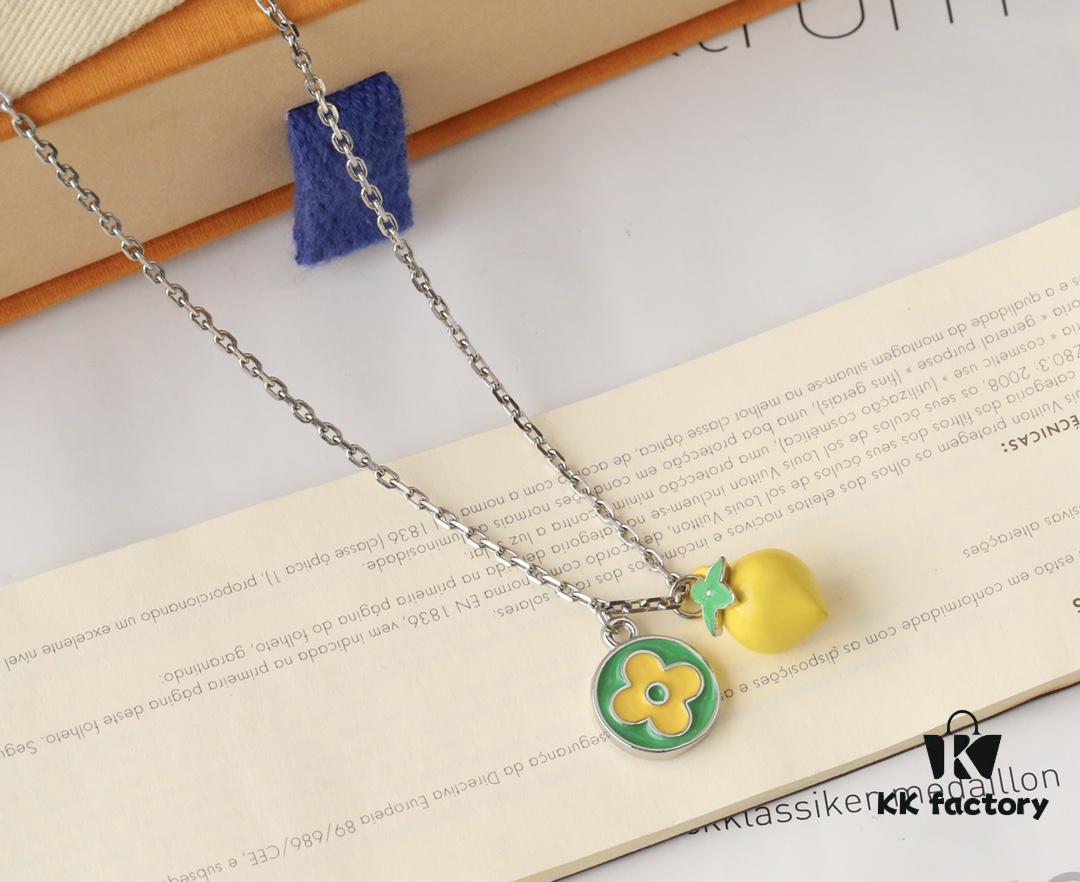 New Donkey Brand Necklace ✨ Green and Yellow Lemon Pendant with Fresh Summer Vibes