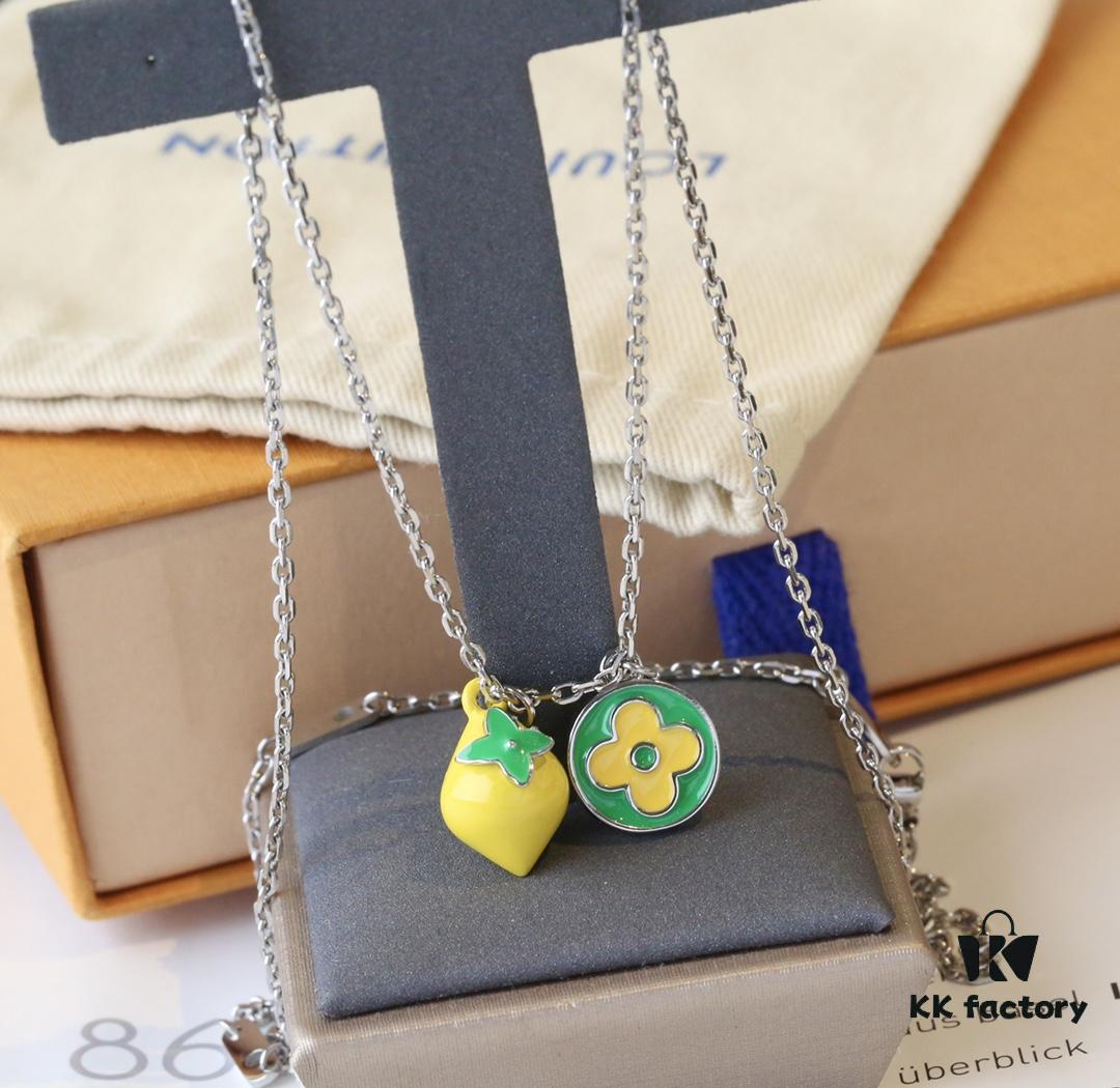 New Donkey Brand Necklace ✨ Green and Yellow Lemon Pendant with Fresh Summer Vibes