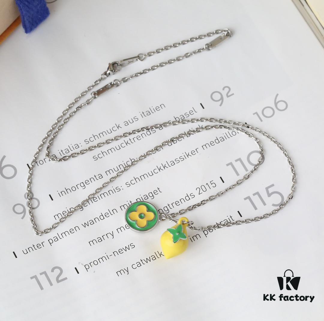 New Donkey Brand Necklace ✨ Green and Yellow Lemon Pendant with Fresh Summer Vibes