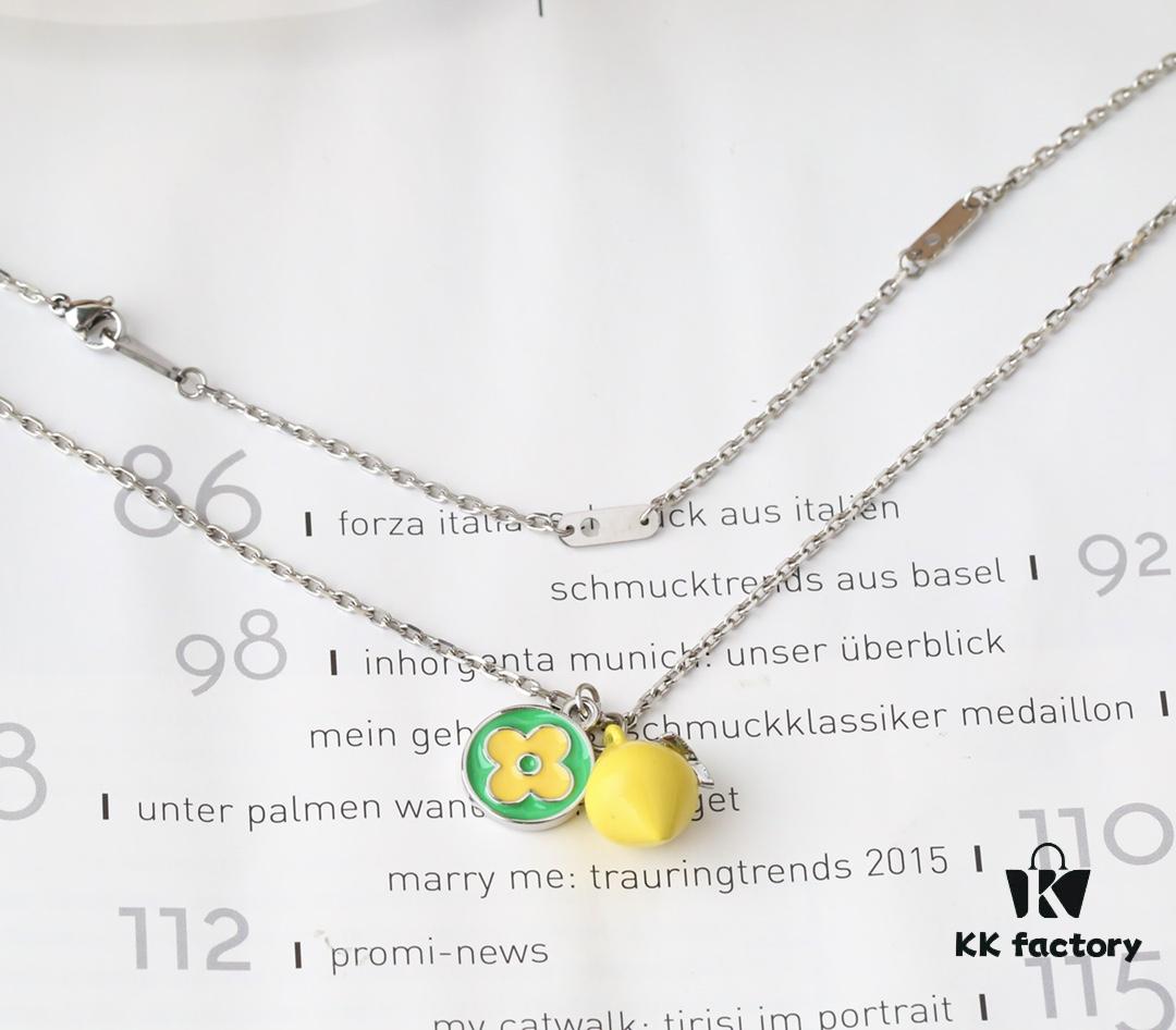 New Donkey Brand Necklace ✨ Green and Yellow Lemon Pendant with Fresh Summer Vibes