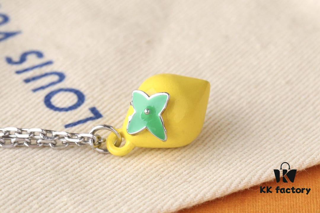 New Donkey Brand Necklace ✨ Green and Yellow Lemon Pendant with Fresh Summer Vibes