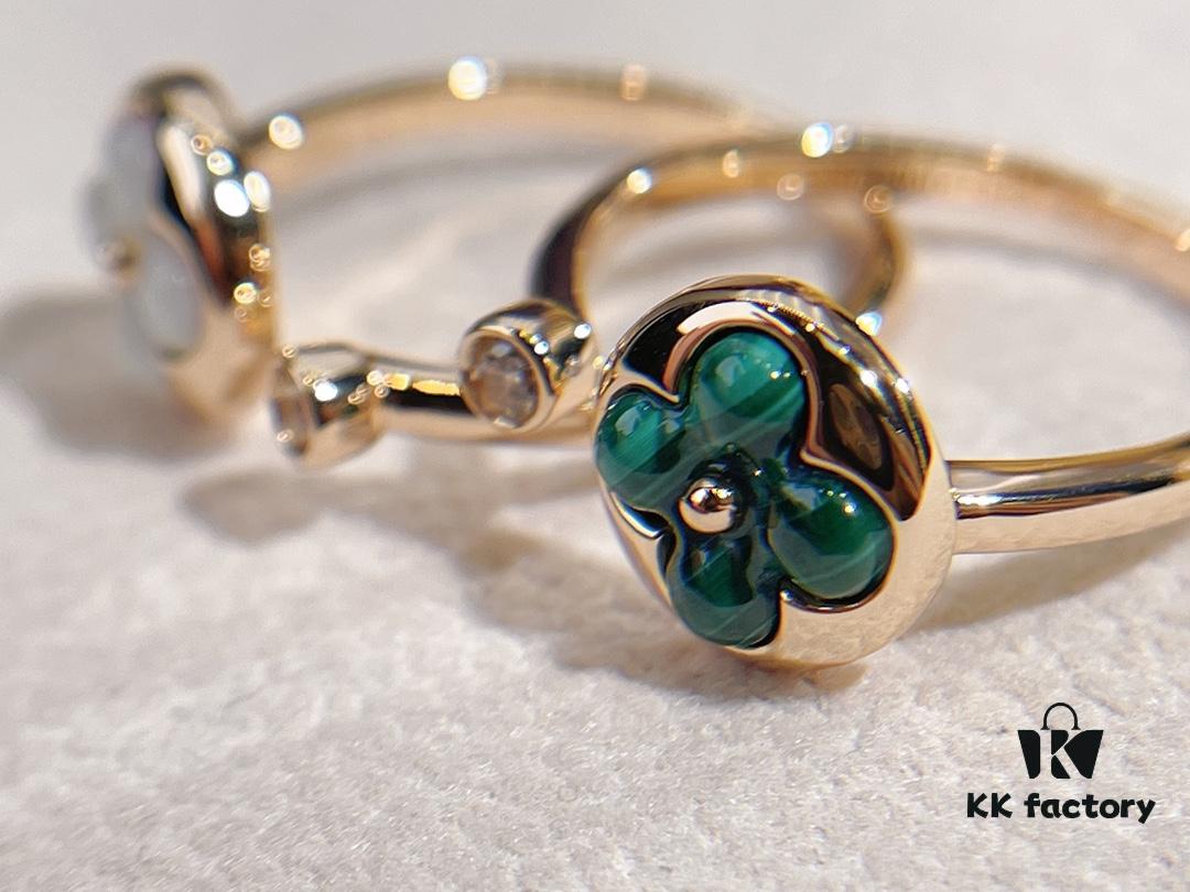 Color Blossom High Jewelry Ring in V Gold with White Shell, Red Carnelian, Peacock Green, and Black Onyx