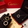 Cartier Love Series Full Diamond-Set Smooth 'Big Cake' Necklace, Two-Way Wearable, German Imported Gold Plated with Pt 950 Platinum Finish, Anti-Tarnish, Authentic Logo Engraving and Holographic Security Code, Lobster Clasp in Rose Gold, White Gold, and Yellow Gold