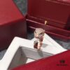Cartier Panther Head Diamond-Paved Open Ring in Sterling Silver with 18K Rose Gold Plating, Zirconia Inlay, Available in Three Colors: Gold, Silver, and Rose Gold
